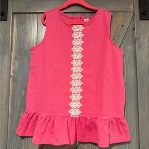 Janie and Jack Pink Tank Top with Lace Accent